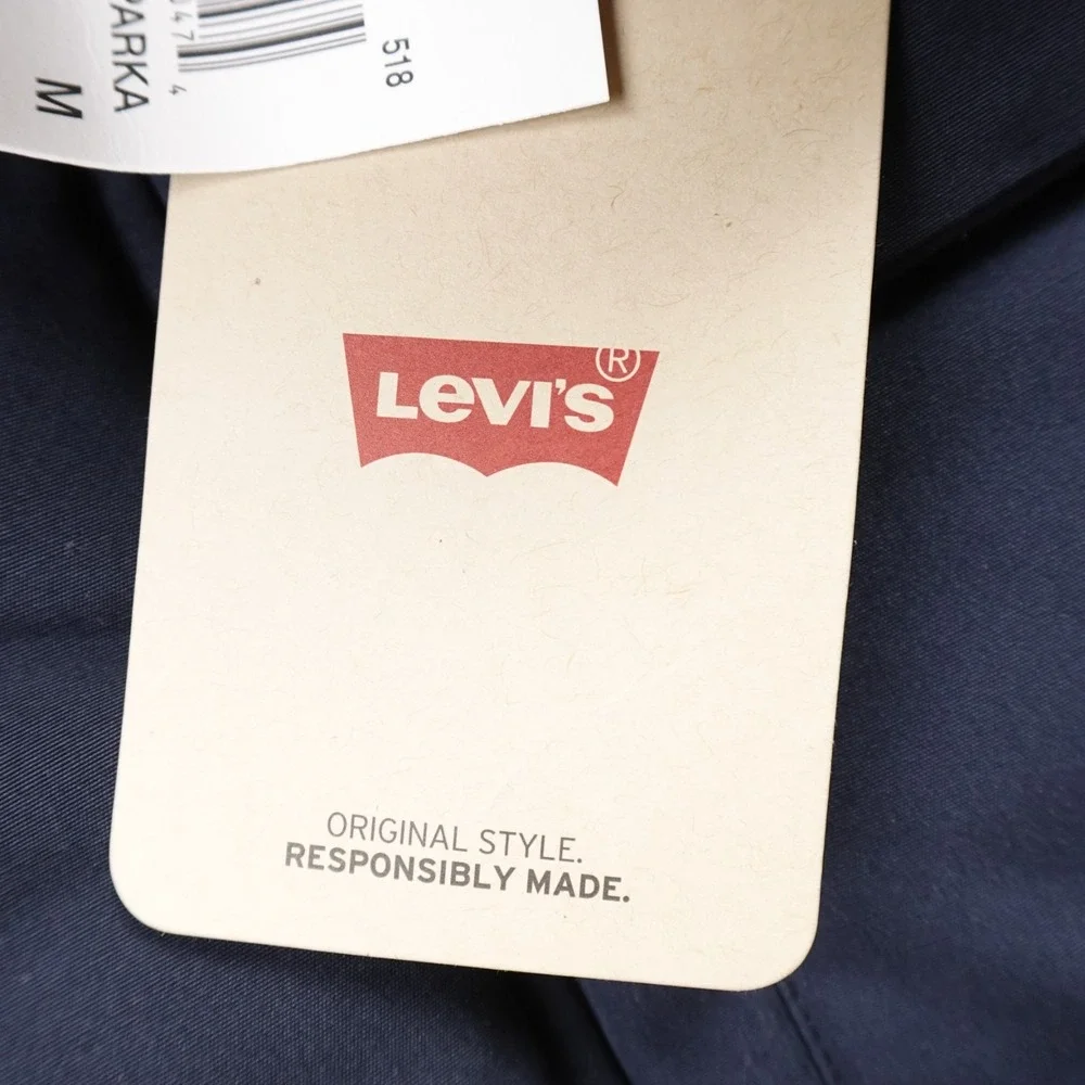 NEW Levis Jacket Mens M Blue Hooded Quilted Parka Insulated Puffer Chore Coat - Picture 4 of 13